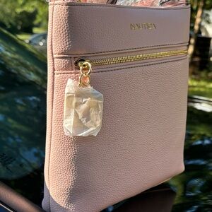 Nautica Blush Pink Crossbody Bag with Gold Accents